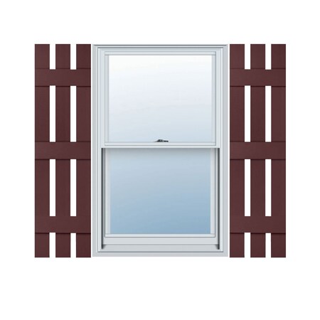 Ekena Millwork 12-in. W x 55-in. H Mid-America Vinyl, Standard Size Three Board Spaced Shutters, 167 - Bordeaux, PR 00031255167